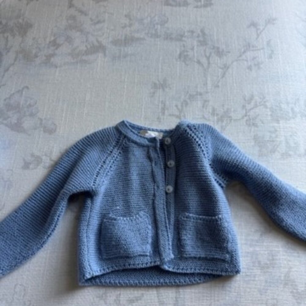 Grey Elephant blue knit baby sweater